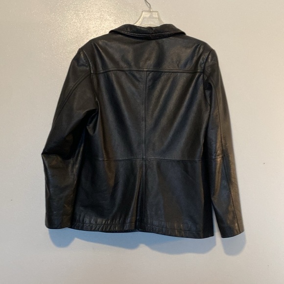 Wilsons black leather full front button up collard pocket leather jacket  large - Picture 6 of 13